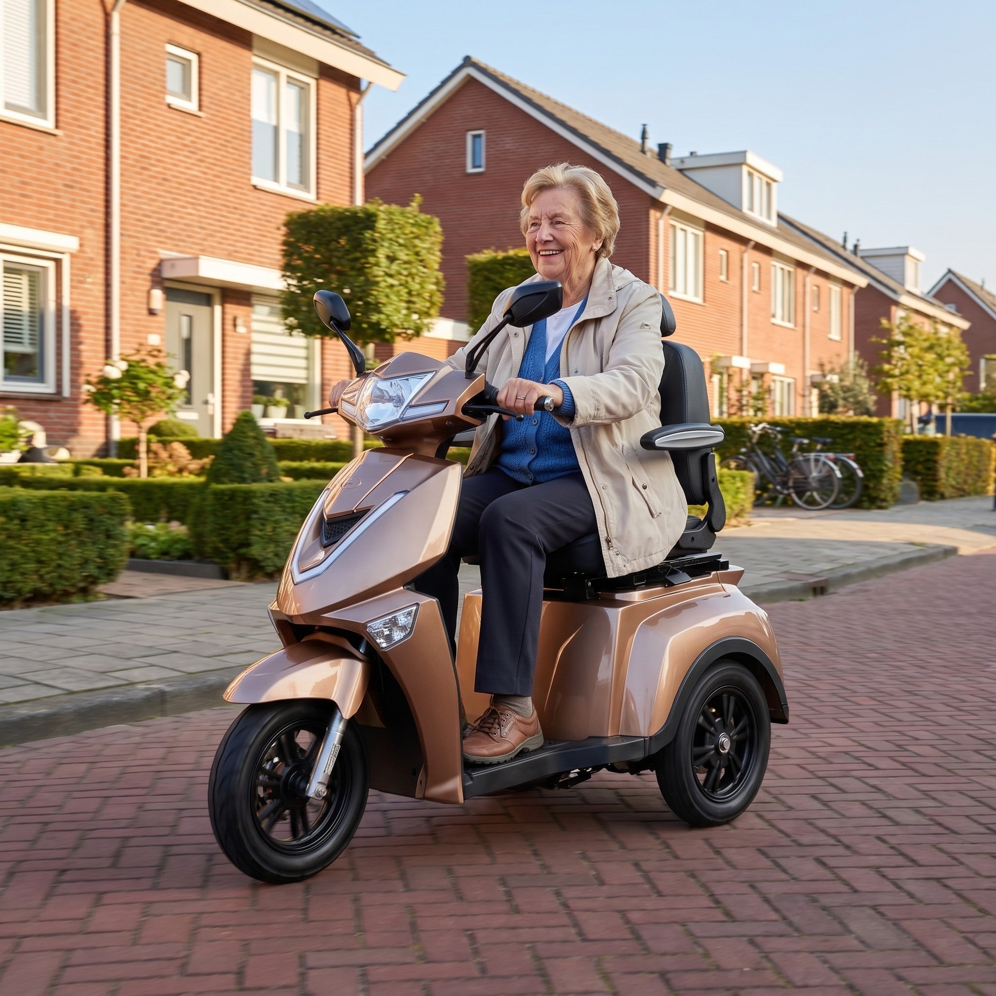 Groene GoVida IVA Z1000 scootmobiel met comfortabele zitting en digitale display, geschikt voor mobiliteit en gemak.