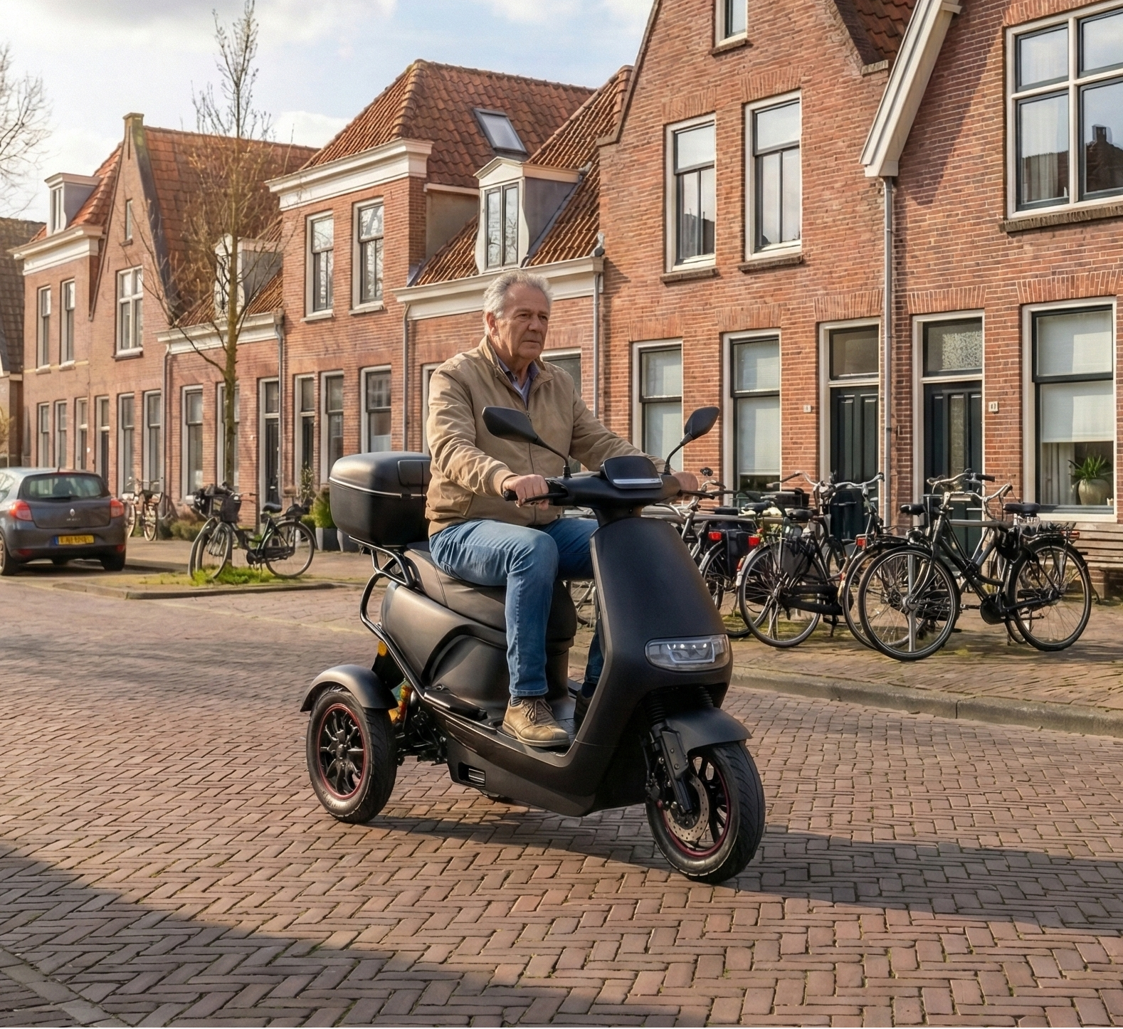 GoVida IVA TR3 2.0 black tricycle showcasing its sleek design and sturdy frame in a side view.