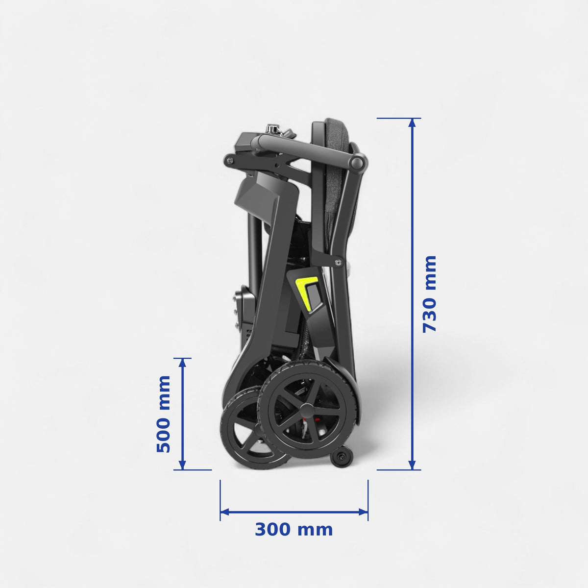 IVA Traveler 500 opgevouwen afmetingen 300 x 500 x 730 mm - GoVida - opvouwbare - scootmobielen