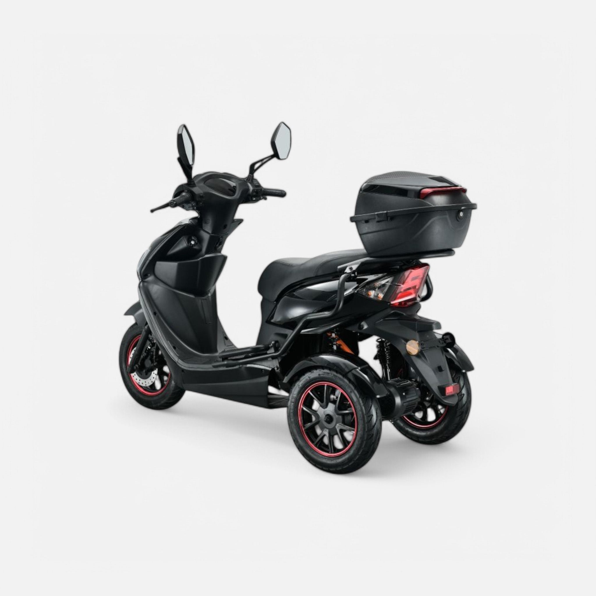GoVida IVA T3 2.0 Zwart driewieler with a sleek black design and spacious rear storage basket.