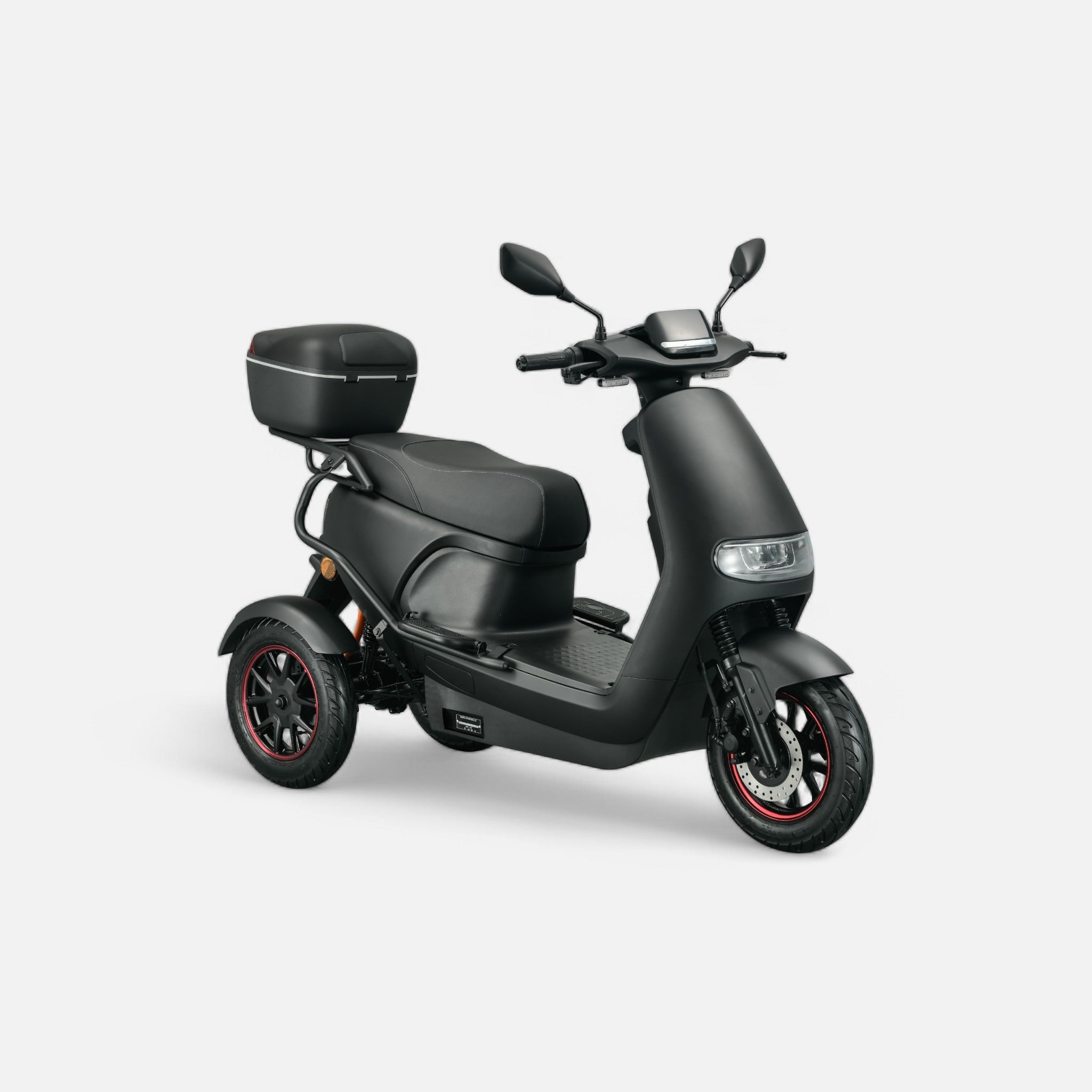 GoVida IVA TR3 2.0 driewielers in matte black, showcasing a sleek design and three-wheel configuration.
