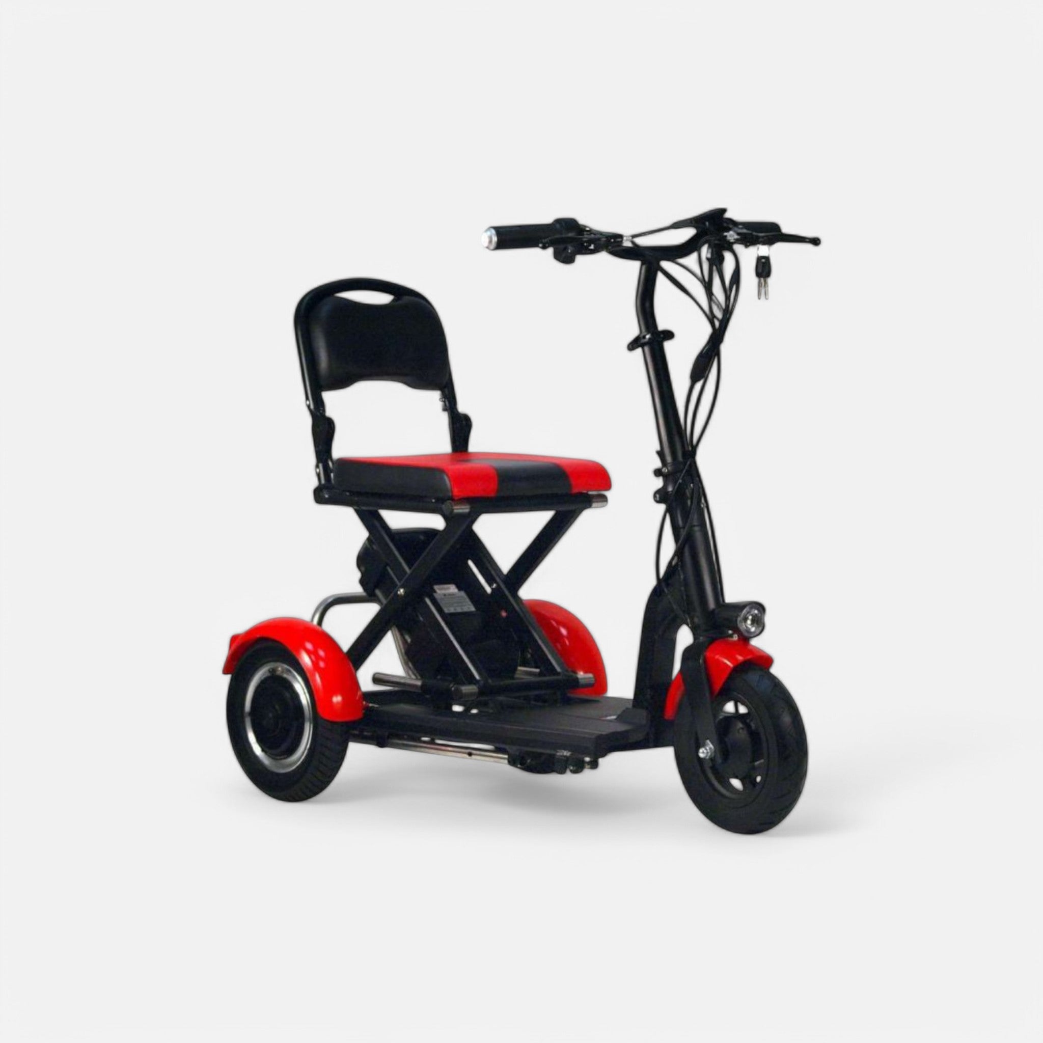 GoVida IVA Traveler 300 Rood opvouwbare scootmobiel in vibrant red, showcasing its compact and portable design.