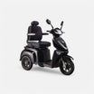 GoVida IVA Z1000 Zwart scootmobiel parked outdoors, showcasing its sleek black design and comfortable seating.